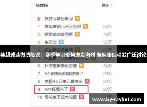 英超球迷微博热议：赛季争冠形势愈发激烈 各队表现引发广泛讨论